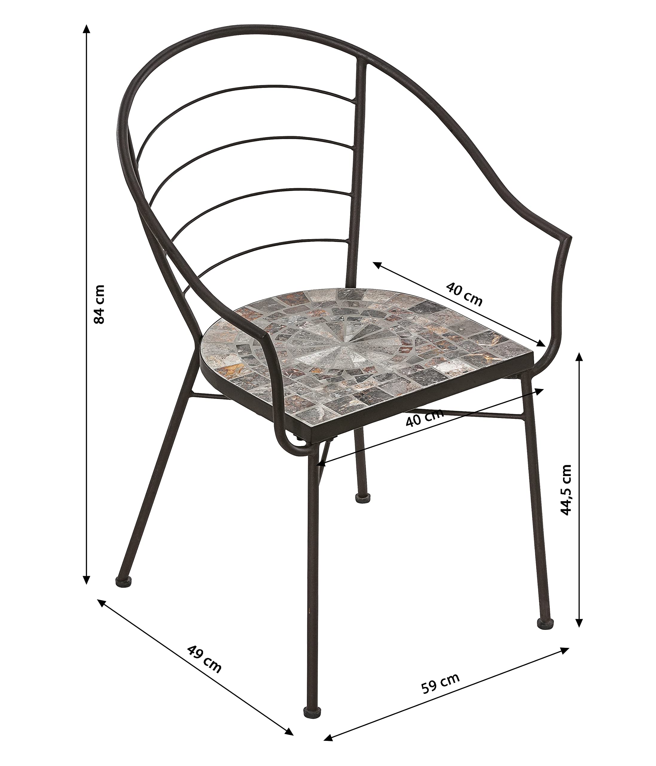 dehner-grazia-gartenstuhl-mosaik-eisen-braun-grau image 3