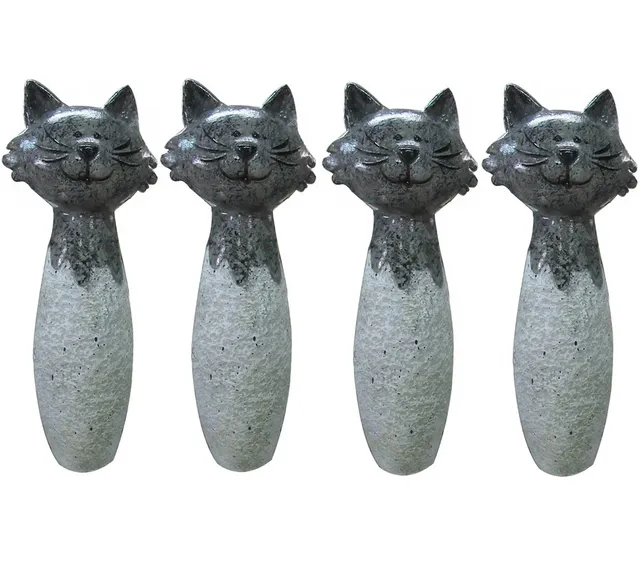 dehner-zaunfigur-kater-gartenfigur-grau-4er-set-polyresin image 1