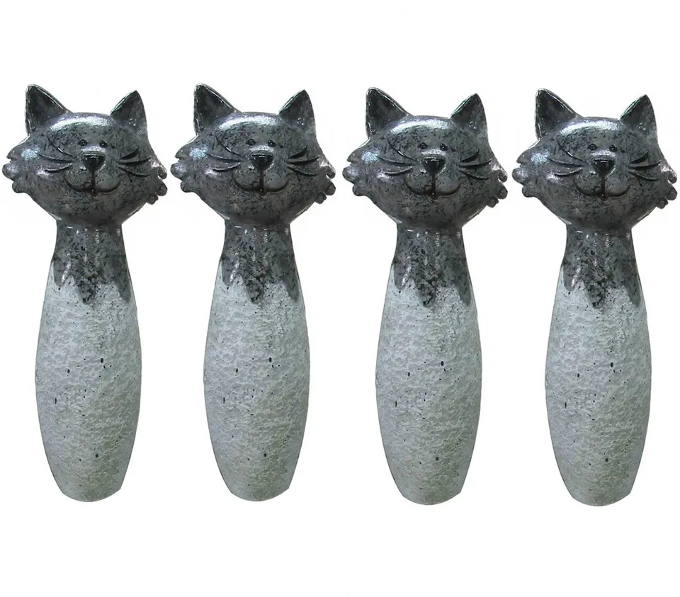 dehner-zaunfigur-kater-gartenfigur-grau-4er-set-polyresin image 1