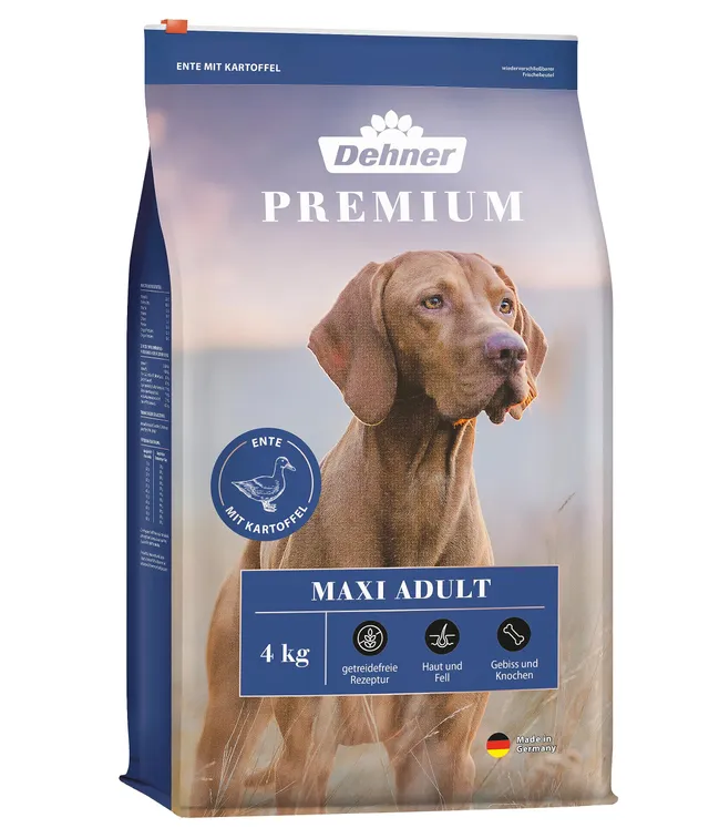 dehner-premium-maxi-adult-trockenfutter-ente-lamm-4-kg-getreidefrei image 1