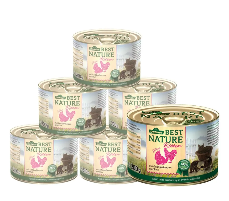 dehner-best-nature-kitten-nassfutter-gefl-gelherzen-6x200g image 1
