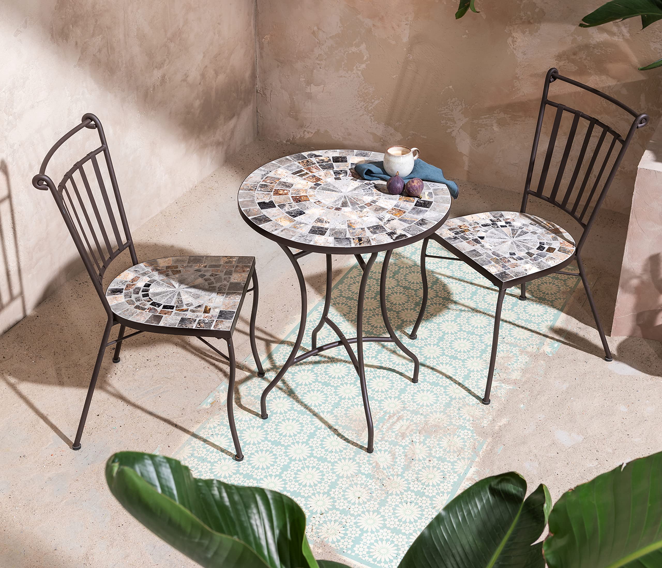 dehner-grazia-mosaikstuhl-eisen-grau-braun-90-cm image 2