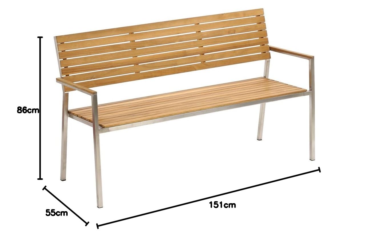 dehner-antibes-gartenbank-3-sitzer-teak-natur-151-cm image 2