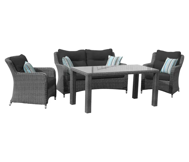 dehner-toska-lounge-4-teilig-grau-polyrattan-mit-polster image 1