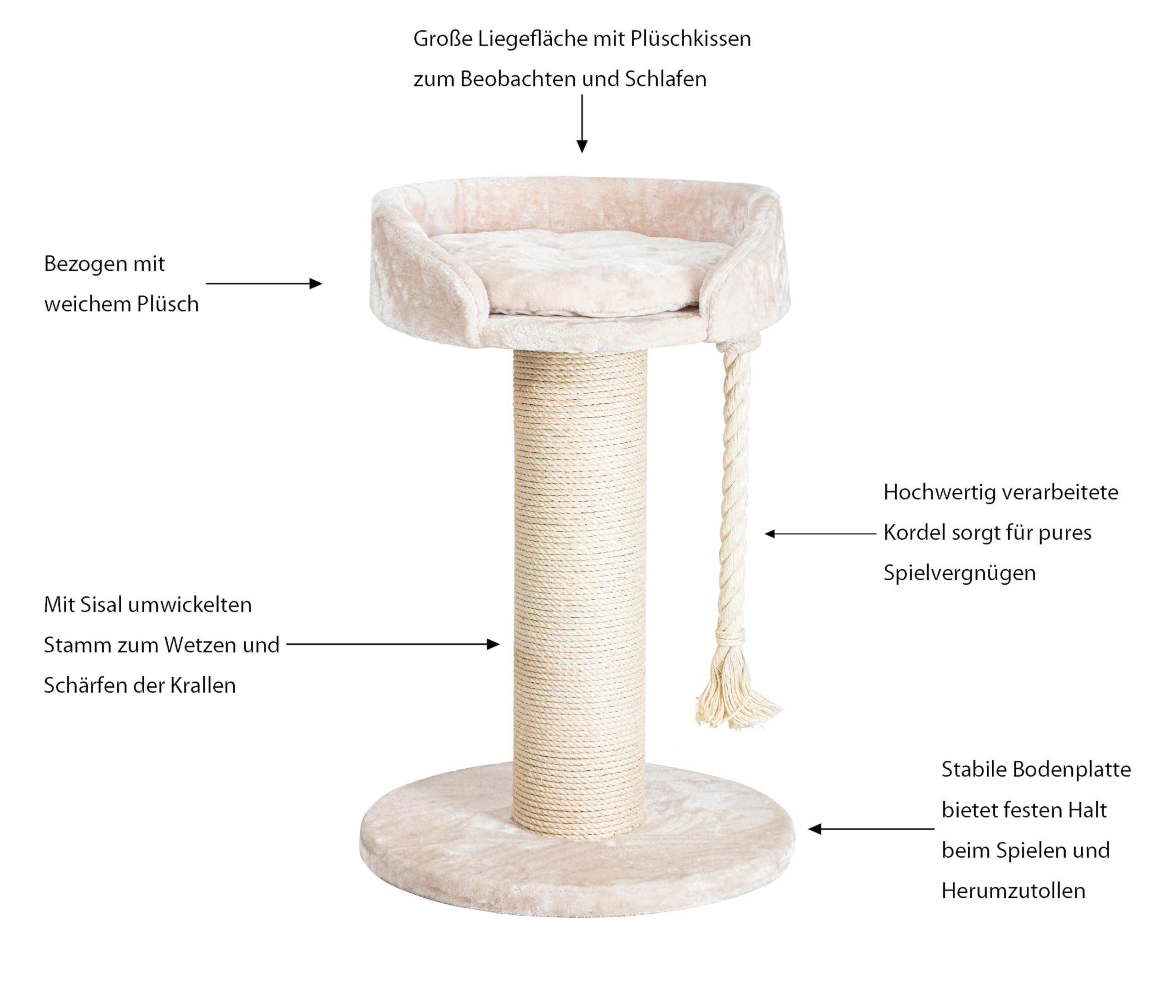 dehner-aurelio-kratzbaum-creme-65x65x100-cm-sisal image 2