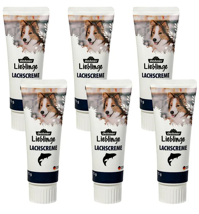 dehner-lieblinge-hundesnack-lachscreme-6x75g-tube-zuckerfrei image 1