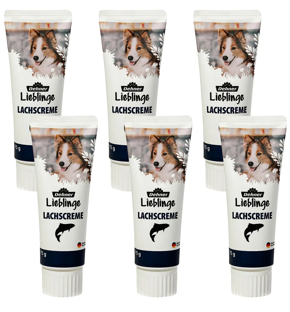 dehner-lieblinge-hundesnack-lachscreme-6x75g-tube-zuckerfrei image 1