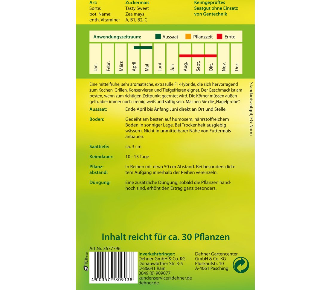 dehner-zuckermais-tasty-sweet-gem-sesamen-5er-pack-f1-extras image 2
