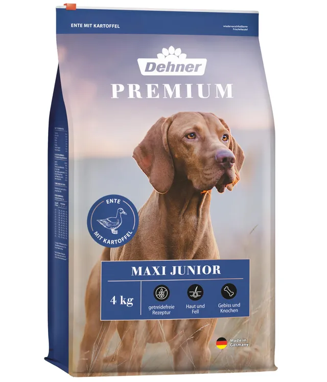dehner-premium-maxi-junior-hundefutter-ente-lamm-4-kg image 1