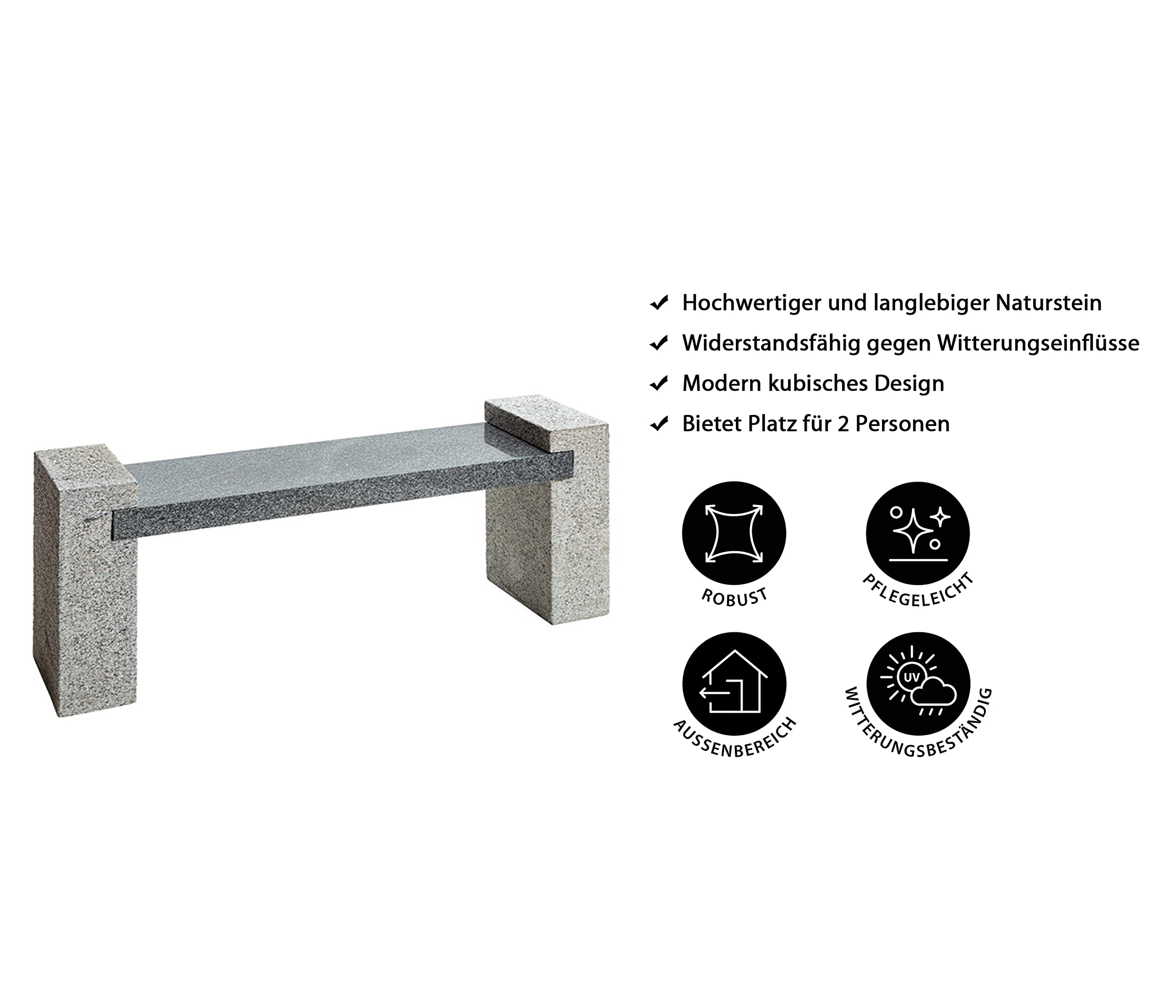 dehner-gartenbank-granit-2-sitzer-120-cm-hellgrau-wetterfest image 3