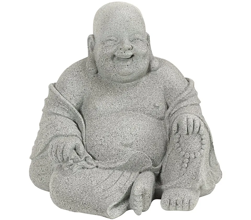 dehner-buddhafigur-sitzend-grau-leichtbeton-gartendeko image 1