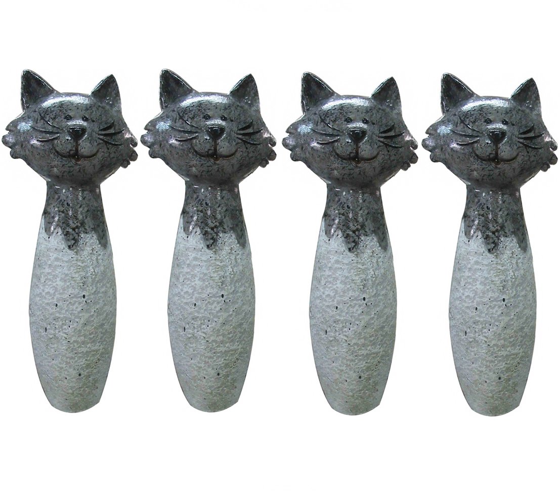 dehner-zaunfigur-kater-gartenfigur-grau-4er-set-polyresin image 1
