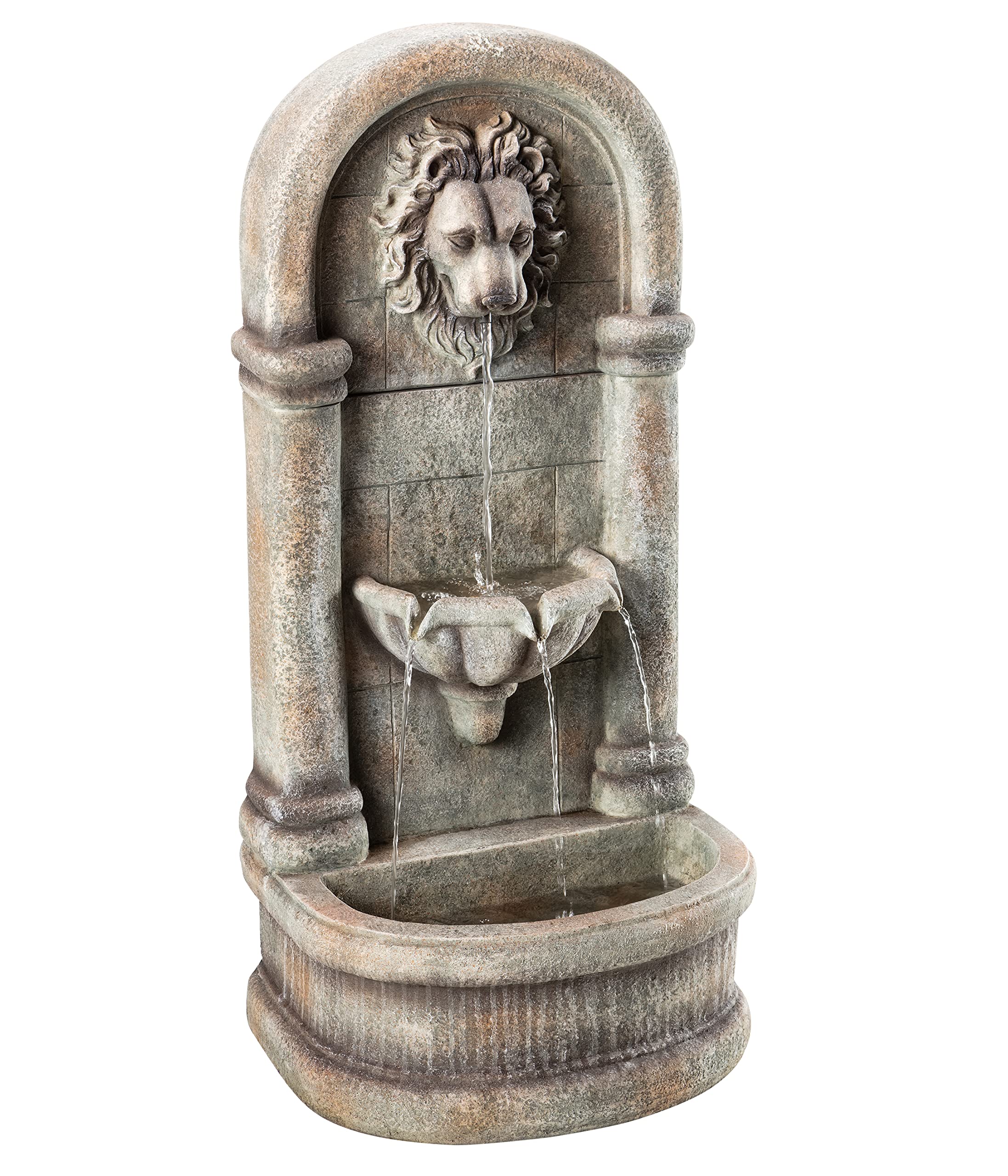 dehner-faro-gartenwandbrunnen-led-polyresin-grau image 1