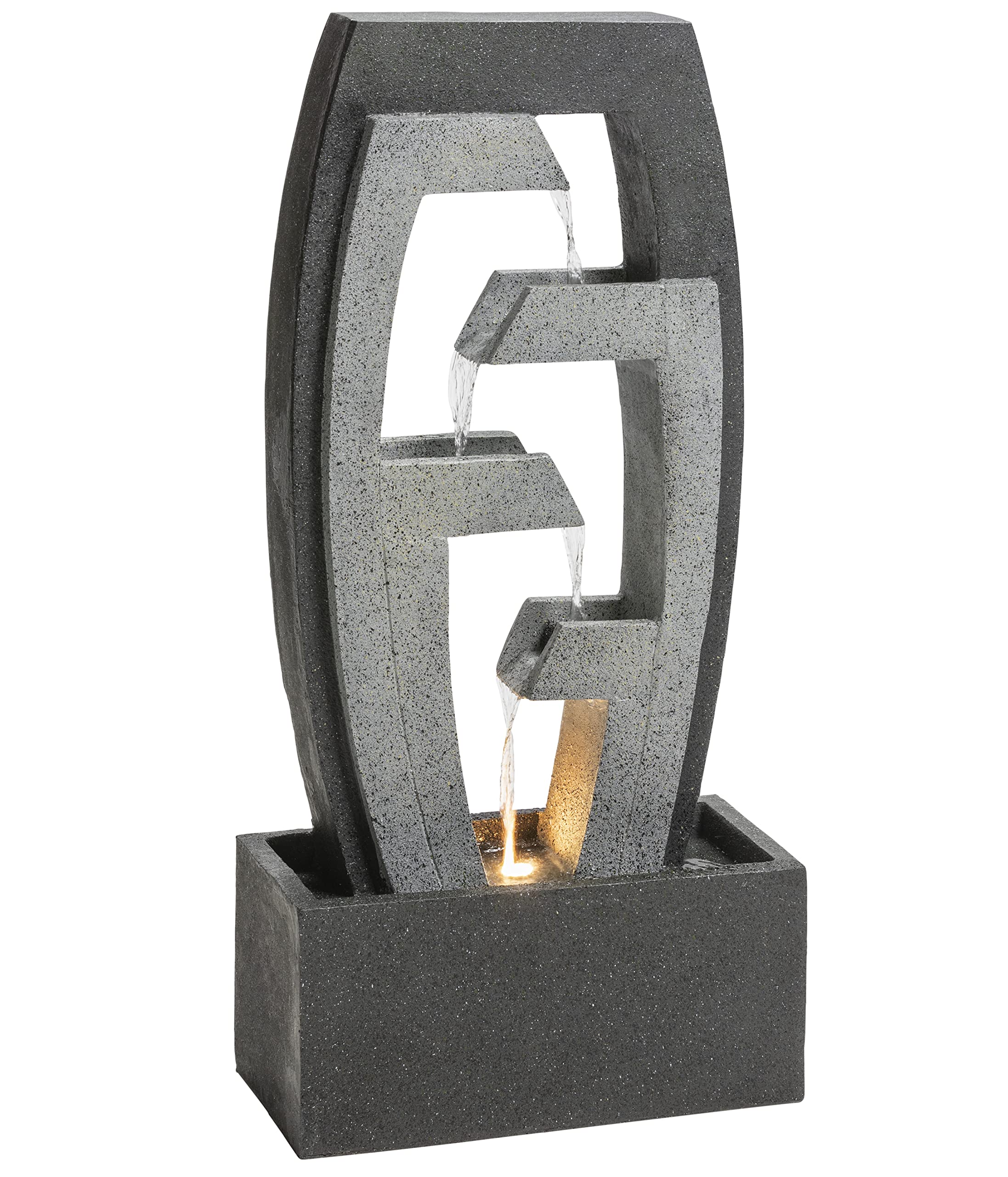 dehner-tokio-gartenbrunnen-polyresin-grau-schwarz-led image 1
