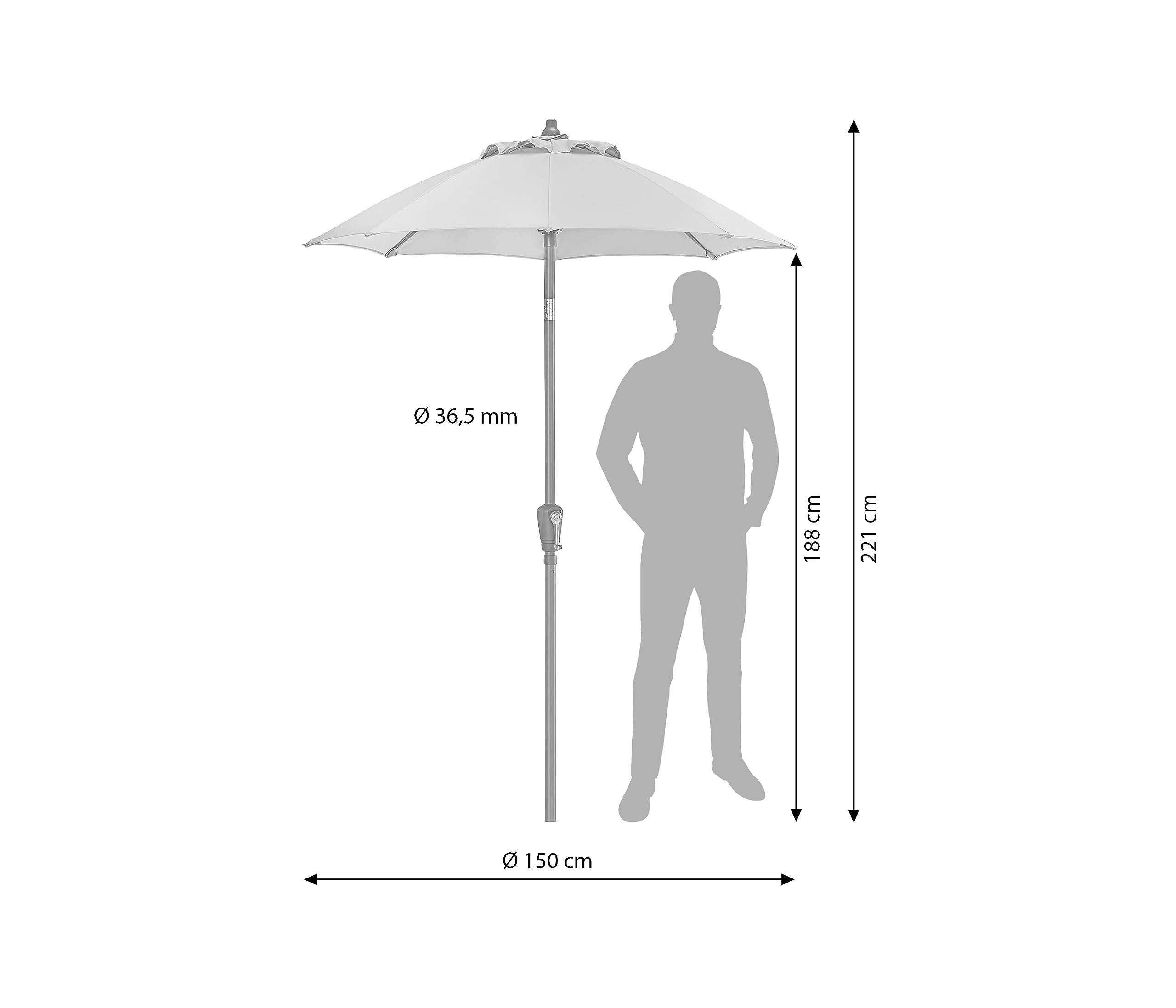 dehner-vido-sonnenschirm-150-cm-creme-aluminium image 5
