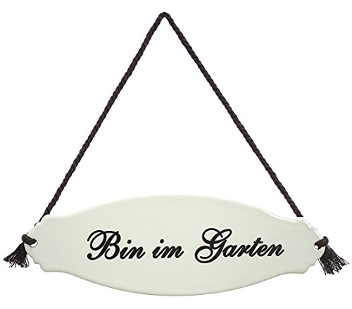 dehner-gartenschild-bin-im-garten-stahl-wei-beige image 2