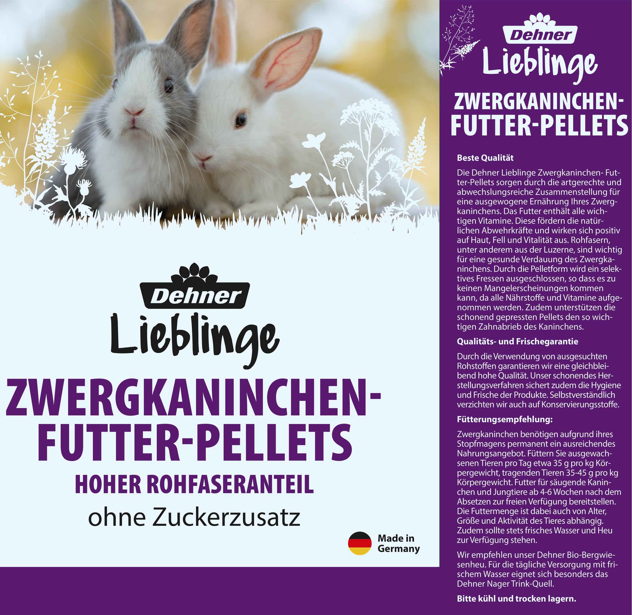dehner-lieblinge-zwergkaninchenfutter-pellets-10-kg-zuckerfrei image 2