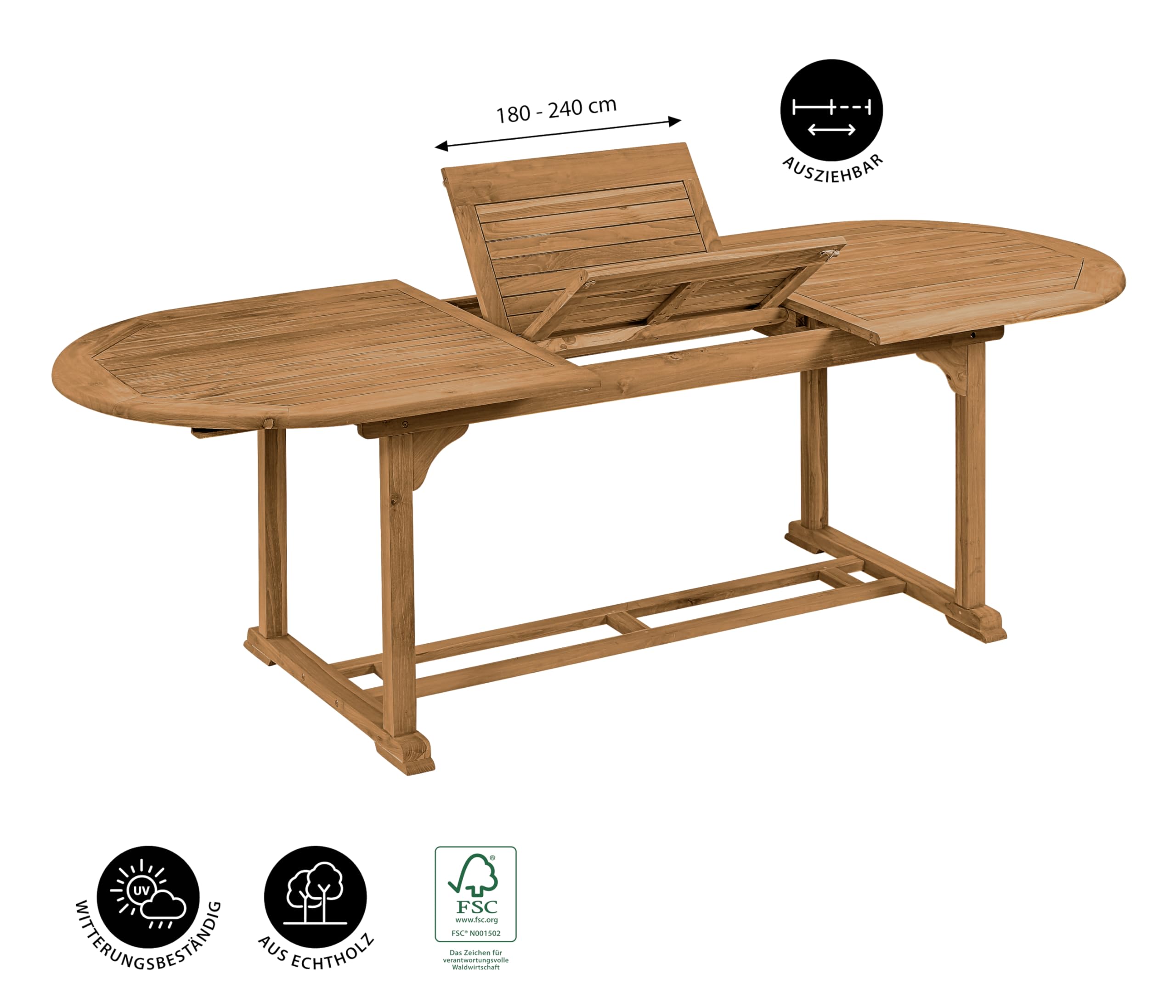 dehner-havanna-gartentisch-teak-hellbraun-180-240-cm image 5