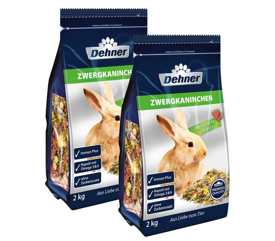 dehner-premium-zwergkaninchenfutter-4-kg-prebiotisch-2x2-kg image 1