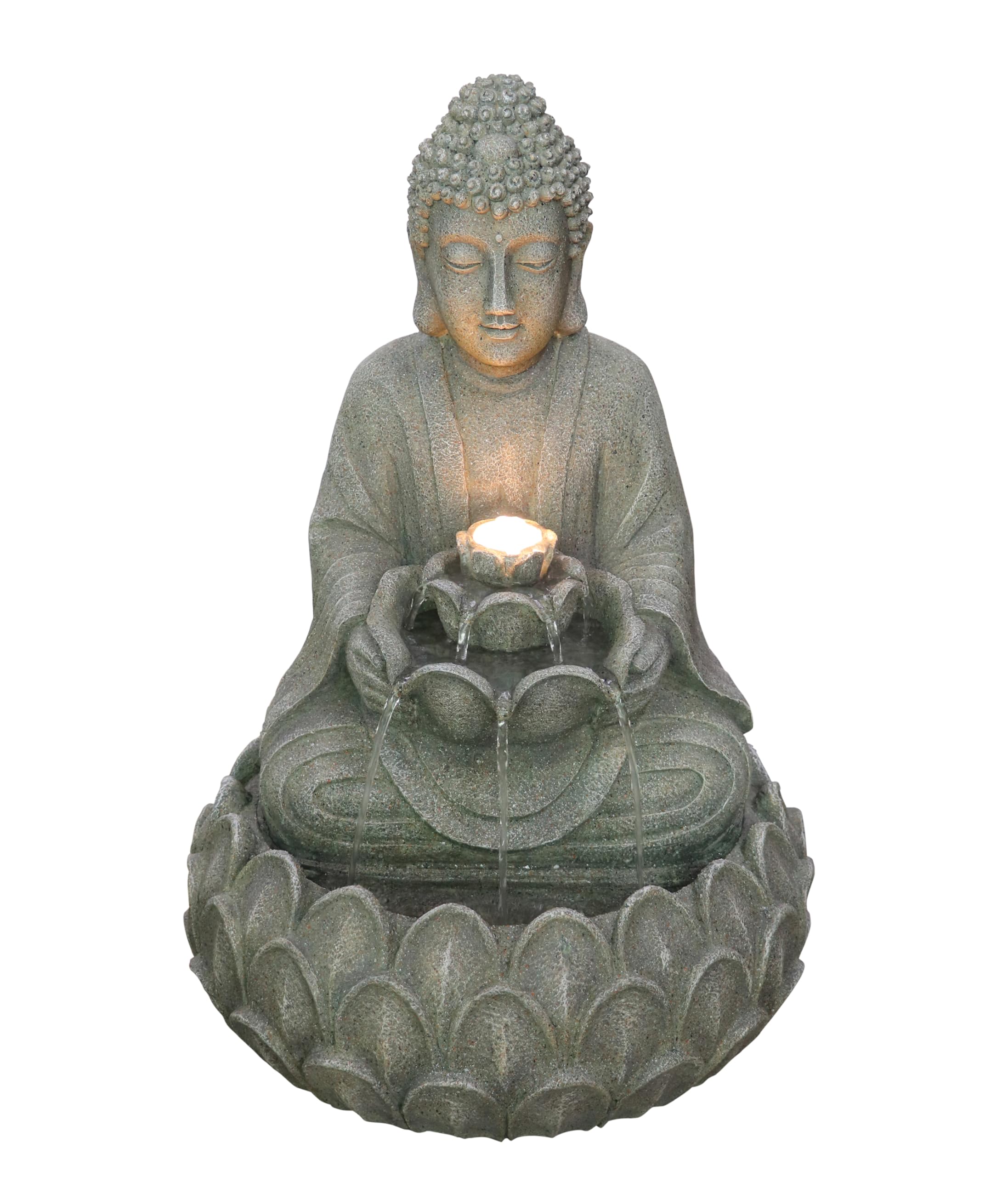 dehner-yoga-solar-gartenbrunnen-mit-led-grau-55-cm image 2