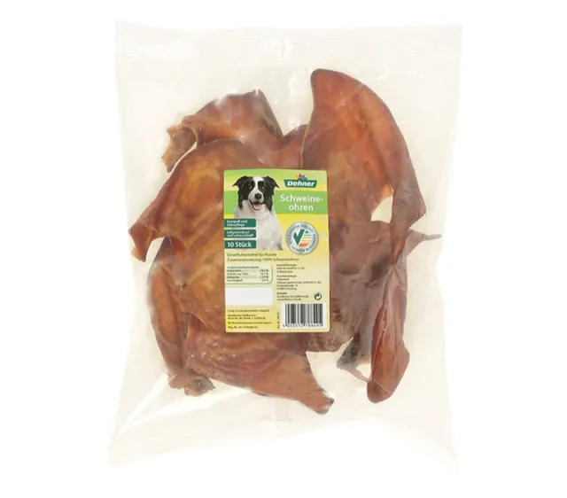 dehner-hundeleckerlies-schweineohren-hundesnack-10-st-ck-luftgetrocknet image 1