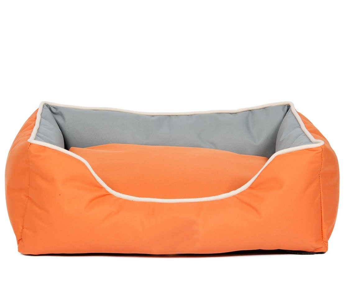 dehner-coco-hunde-und-katzenbett-grau-orange-75-cm image 1
