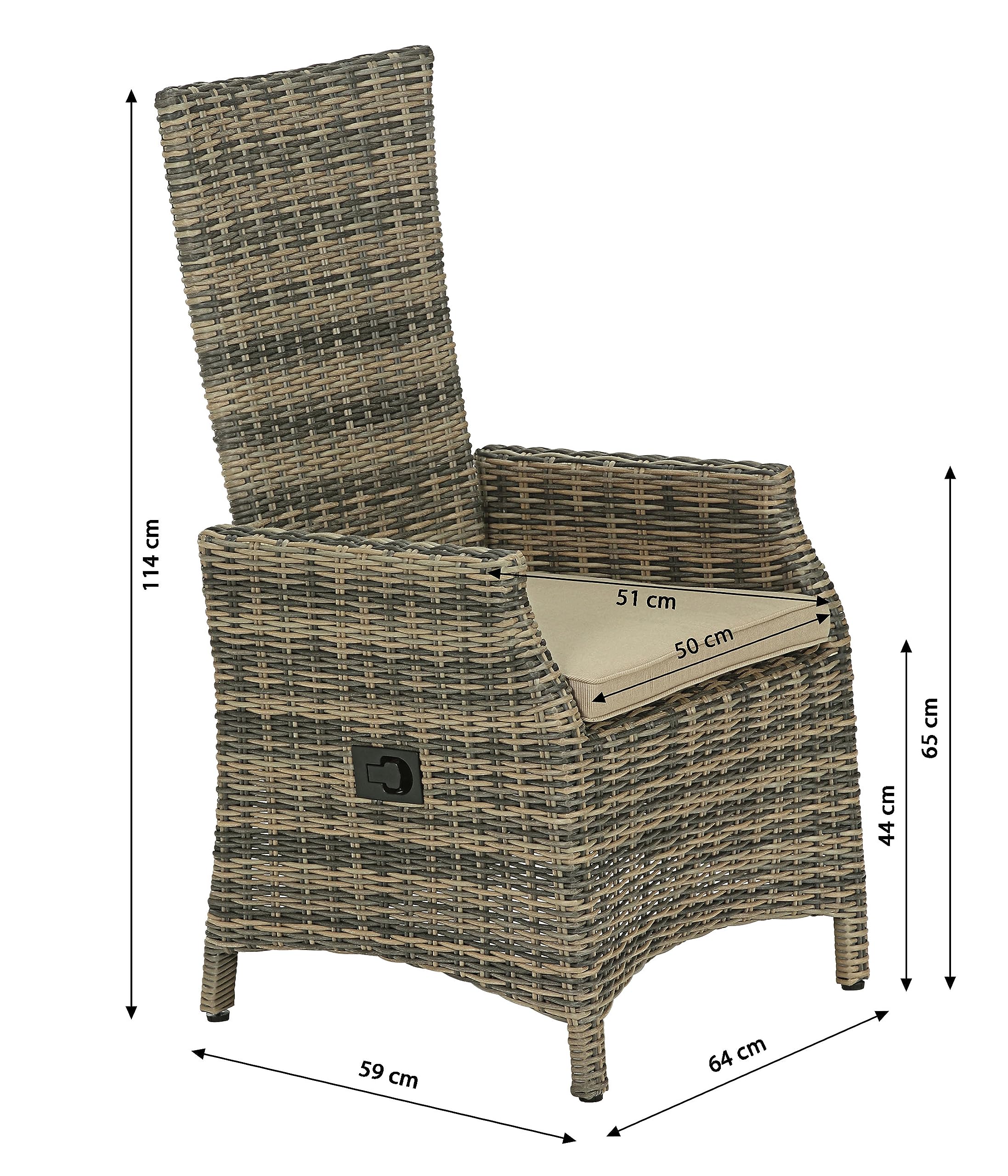 dehner-geflechtsessel-siena-114x59x64cm-braun-verstellbar image 3