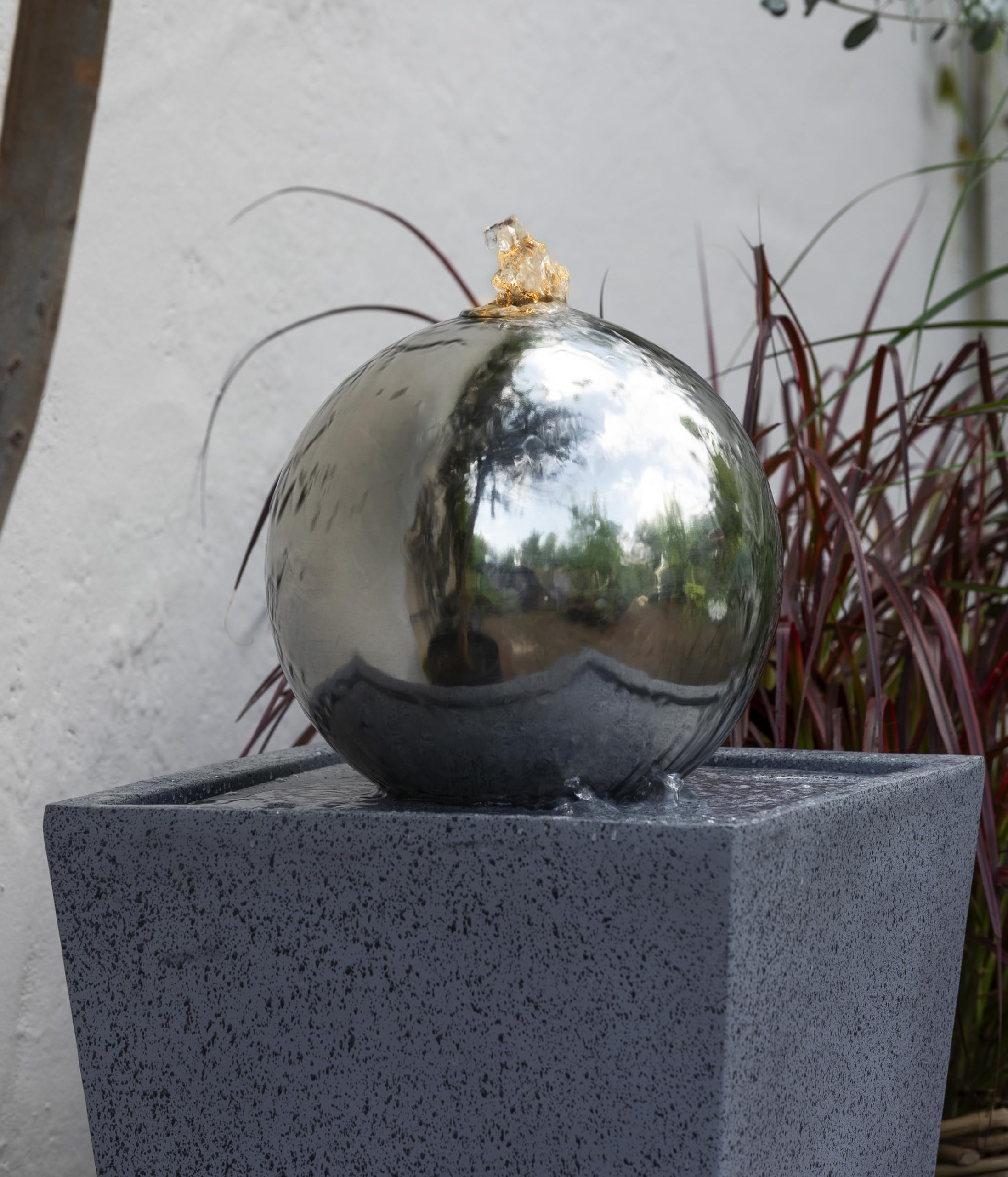 dehner-gartenbrunnen-kioto-led-edelstahl-83-cm-grau-12-l image 4