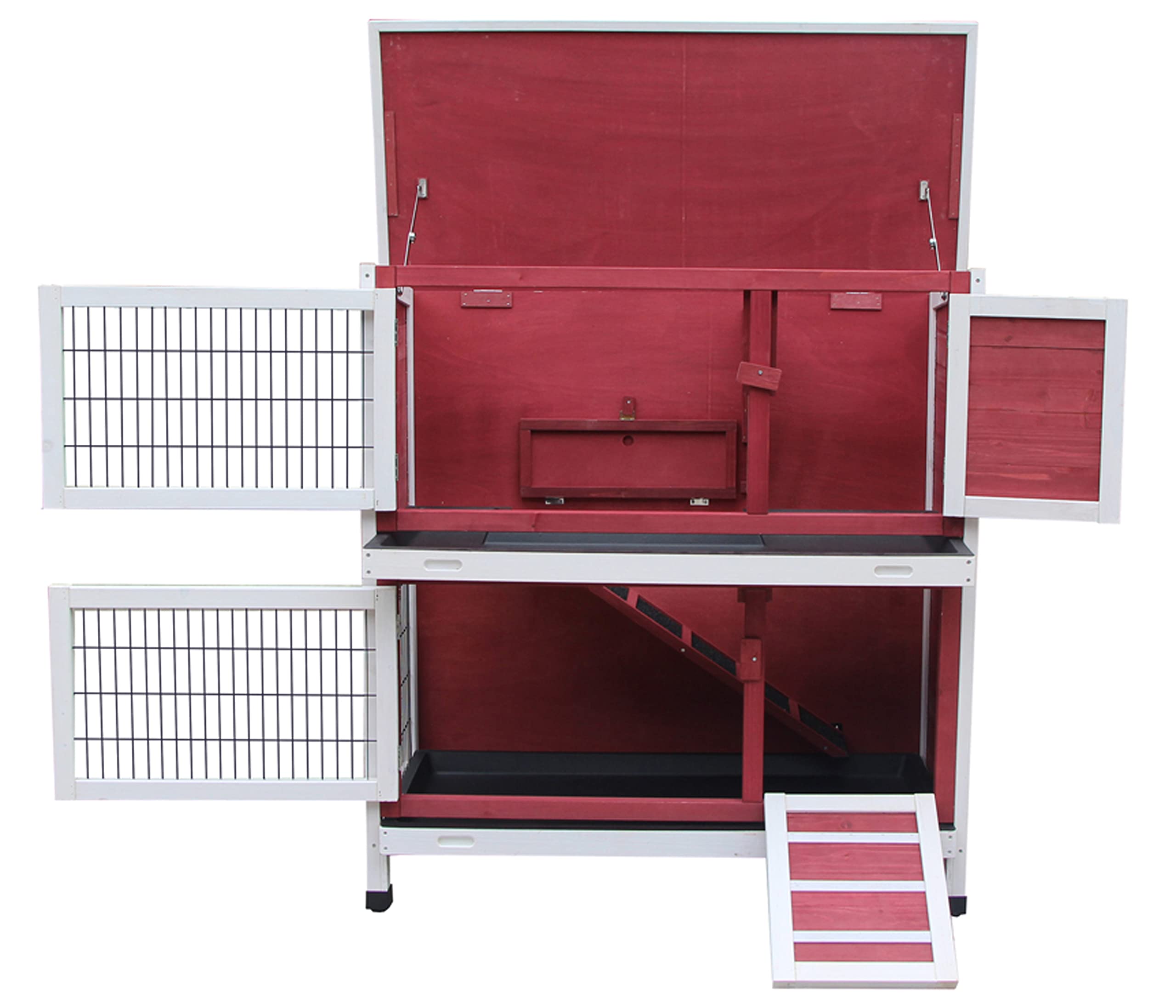 dehner-landhaus-kaninchenstall-rot-wei-116x57x114-cm image 5