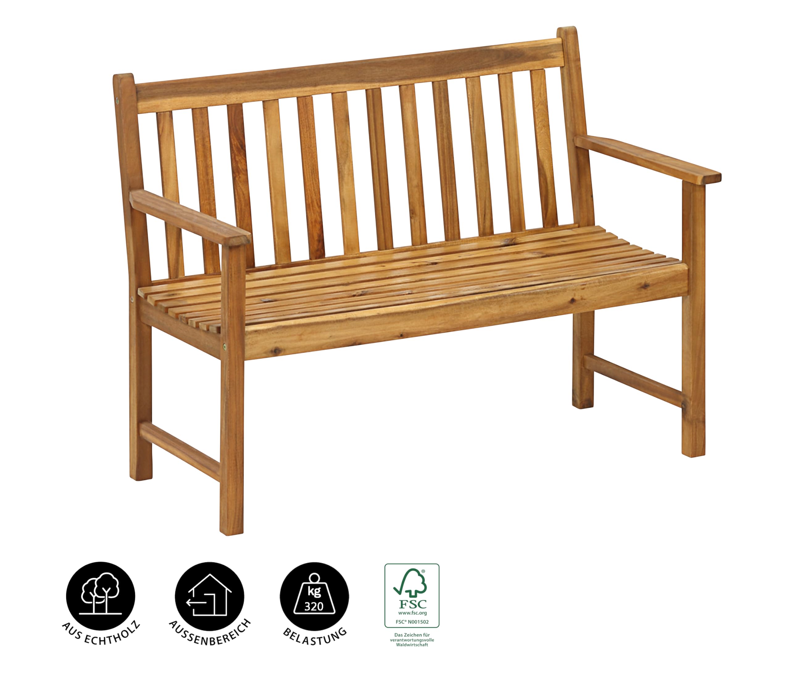 dehner-mykonos-gartenbank-2-sitzer-akazie-braun-120-cm image 4