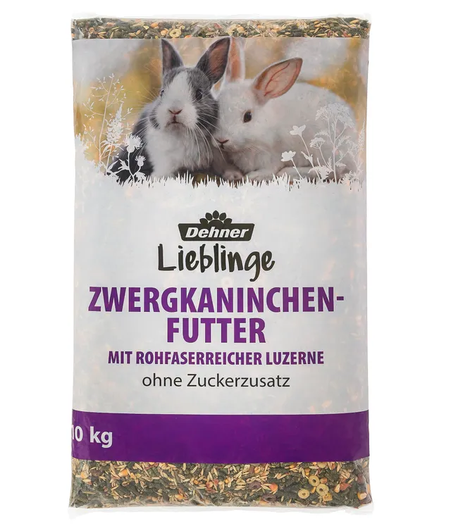 dehner-lieblinge-zwergkaninchen-futter-nagerfutter-10-kg-rohfaserreich image 1