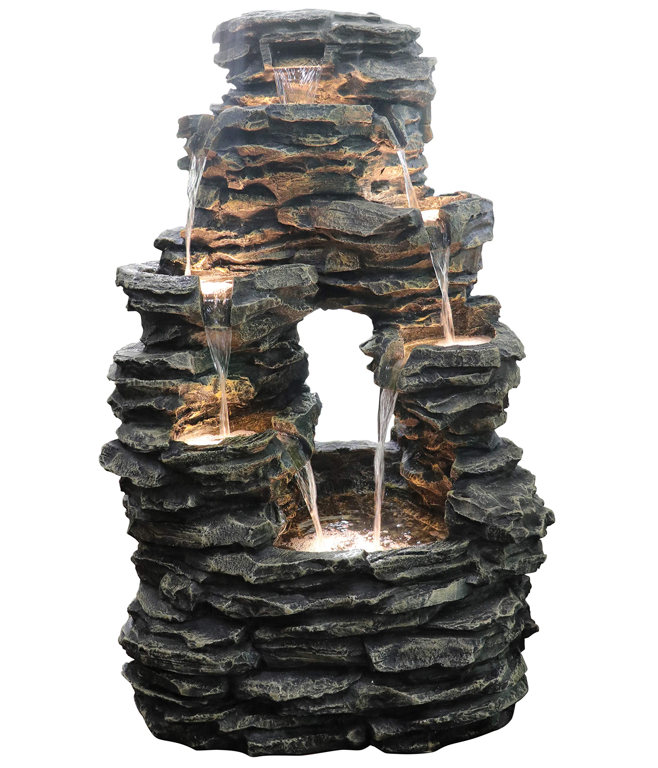 dehner-salto-gartenbrunnen-mit-led-polyresin-grau-warmwei image 4