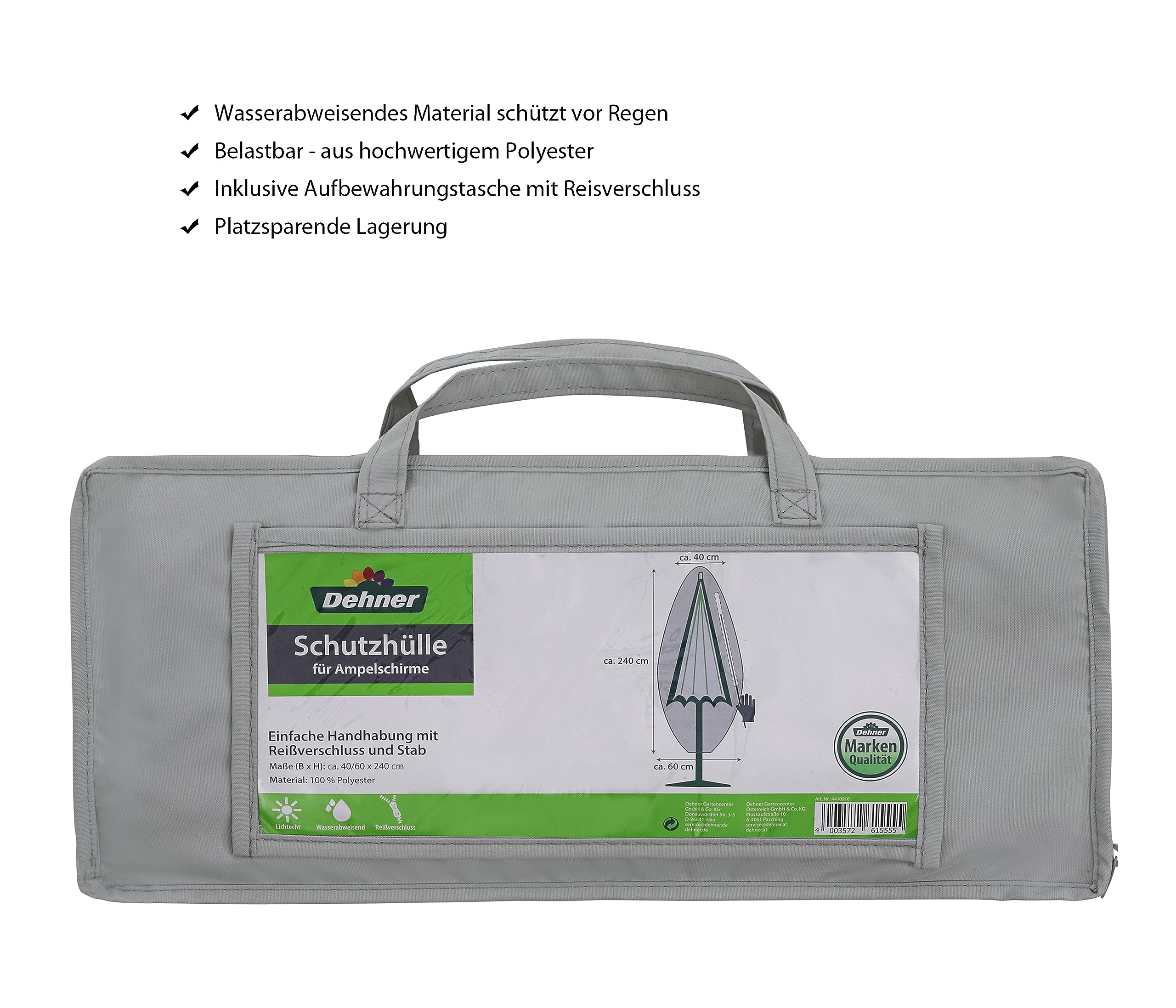 dehner-schutzh-lle-ampelschirm-240x60-polyester-grau image 2