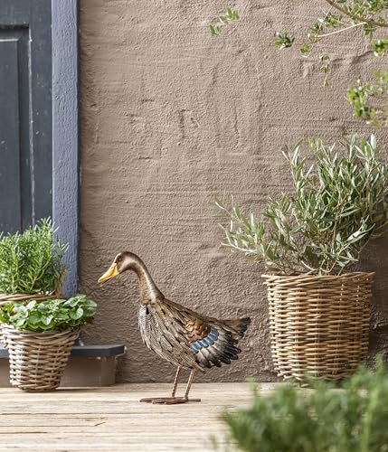 dehner-dekofigur-ente-gartendeko-metall-43x37cm-silber-braun image 4