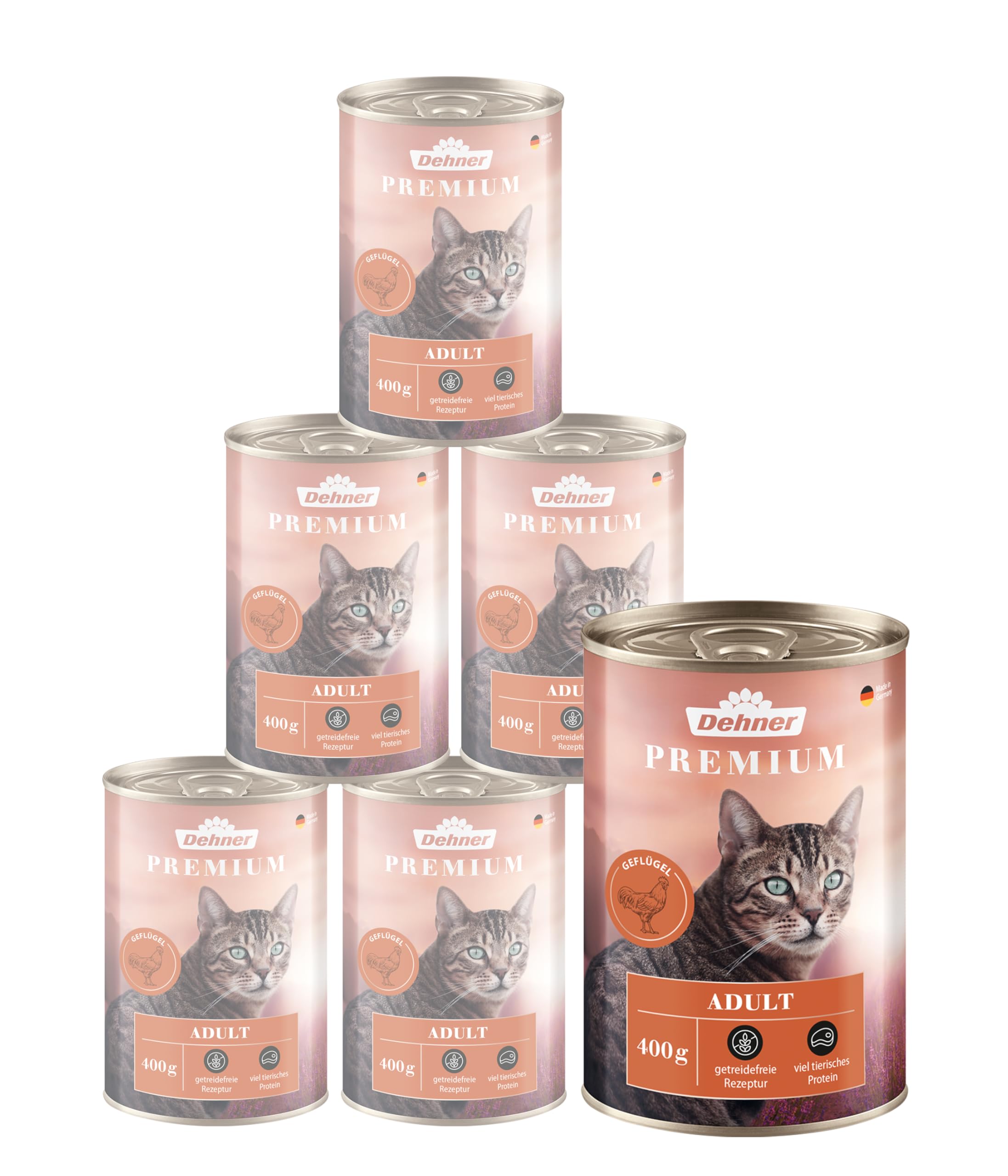 dehner-premium-adult-katzenfutter-gefl-gel-6x400g-getreidefrei image 1