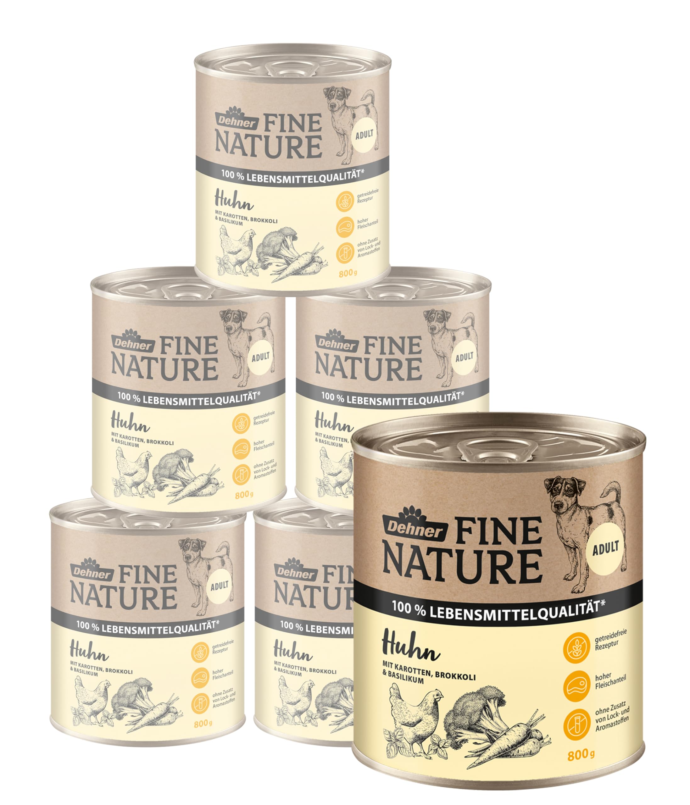 dehner-fine-nature-hundefutter-nassfutter-huhn-6x800-g image 1