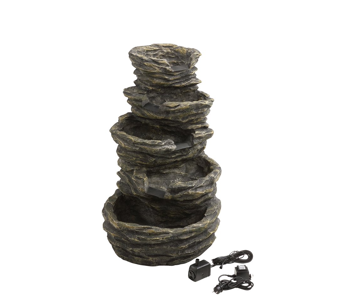 dehner-roccia-gartenbrunnen-mit-led-grau-34-liter image 1