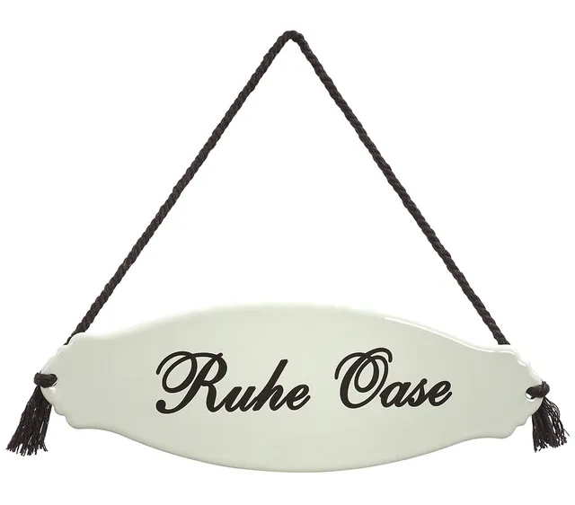 dehner-gartenschild-ruhe-oase-stahl-30-5cm-wei-beige image 1