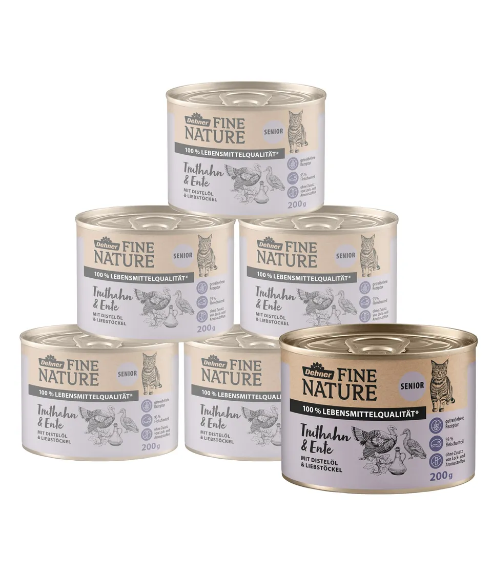 dehner-fine-nature-katzenfutter-nass-truthahn-ente-6x200g image 1