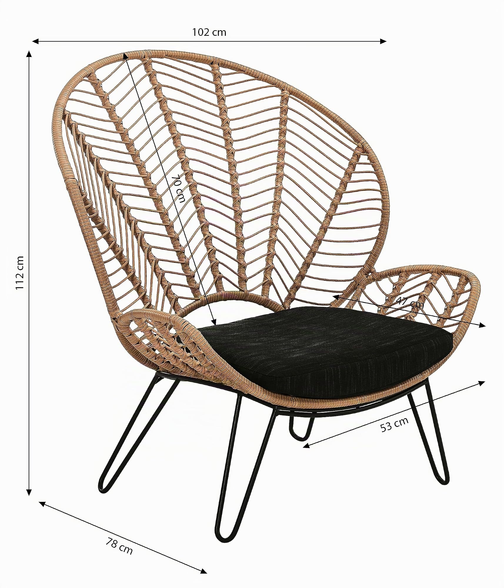 dehner-venezia-geflechtsessel-gartensessel-schwarz-beige-kissen image 3
