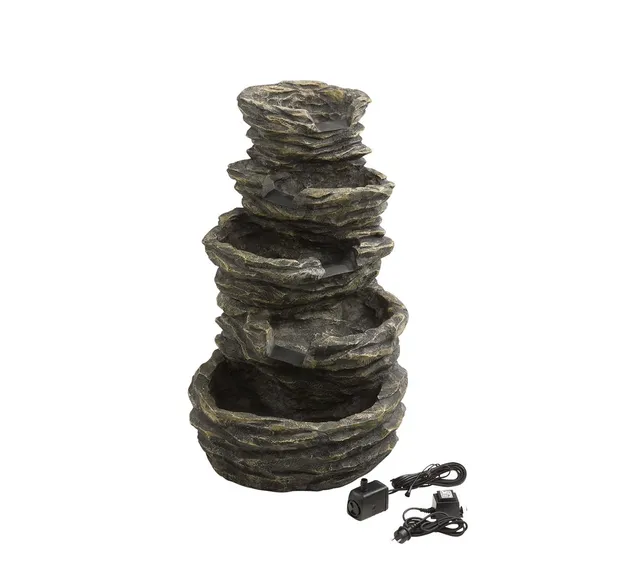 dehner-roccia-gartenbrunnen-mit-led-grau-34-liter image 1