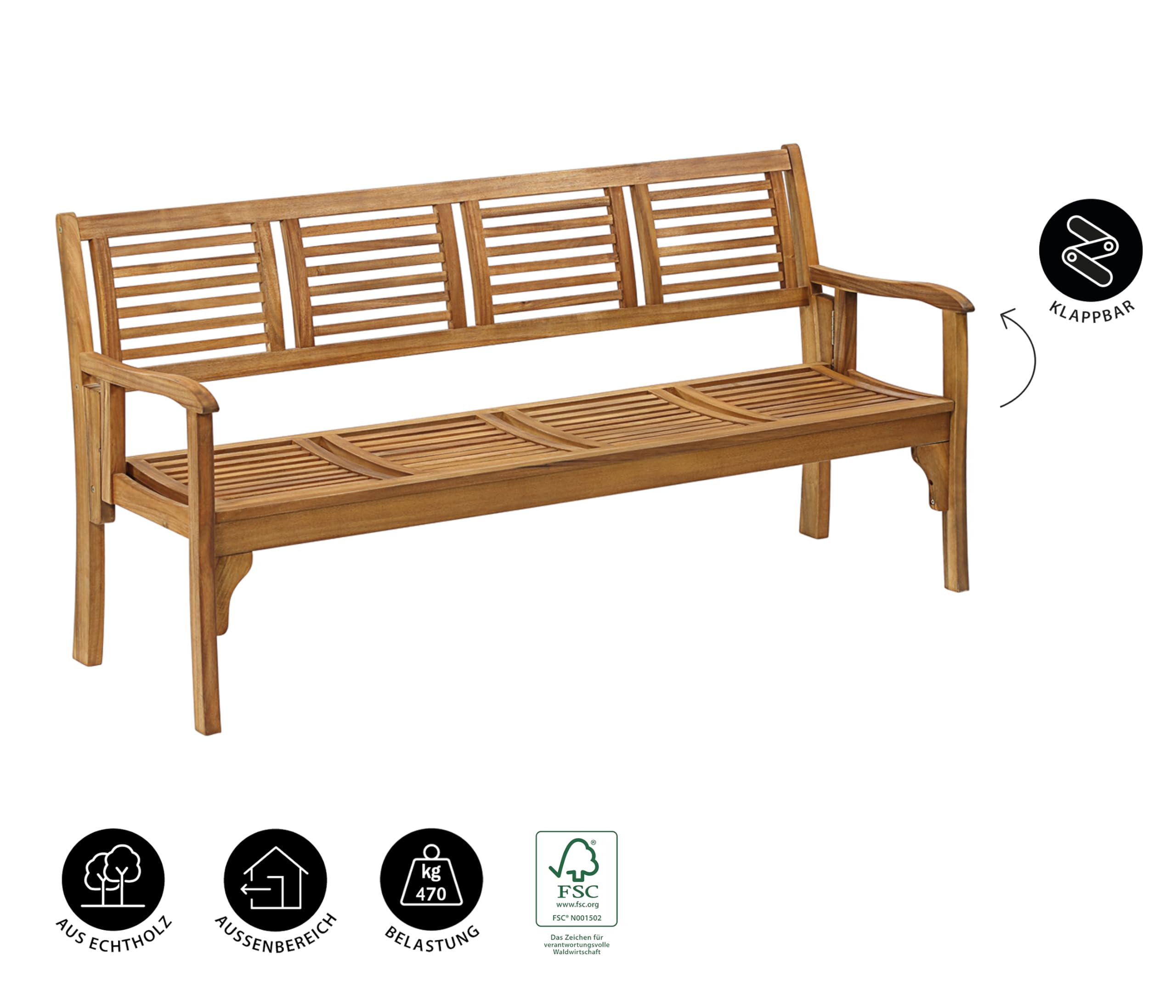 dehner-douglas-klappbank-gartenbank-akazie-natur-180cm image 2