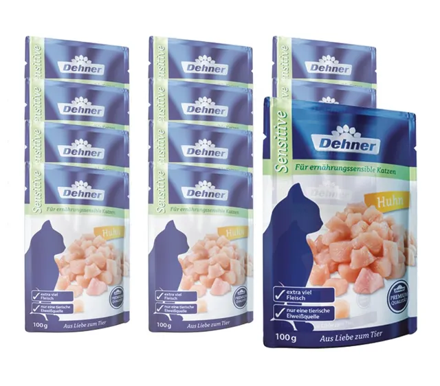 dehner-premium-sensitiv-nassfutter-katze-huhn-12x100g image 1
