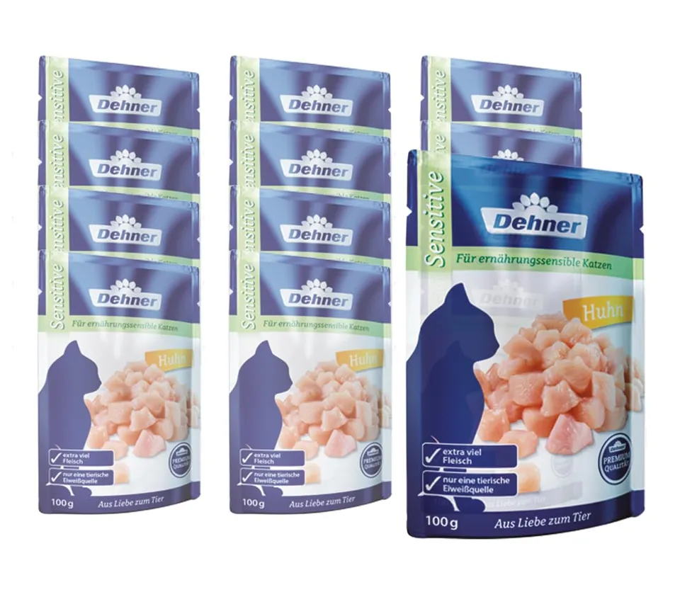 dehner-premium-sensitiv-nassfutter-katze-huhn-12x100g image 1