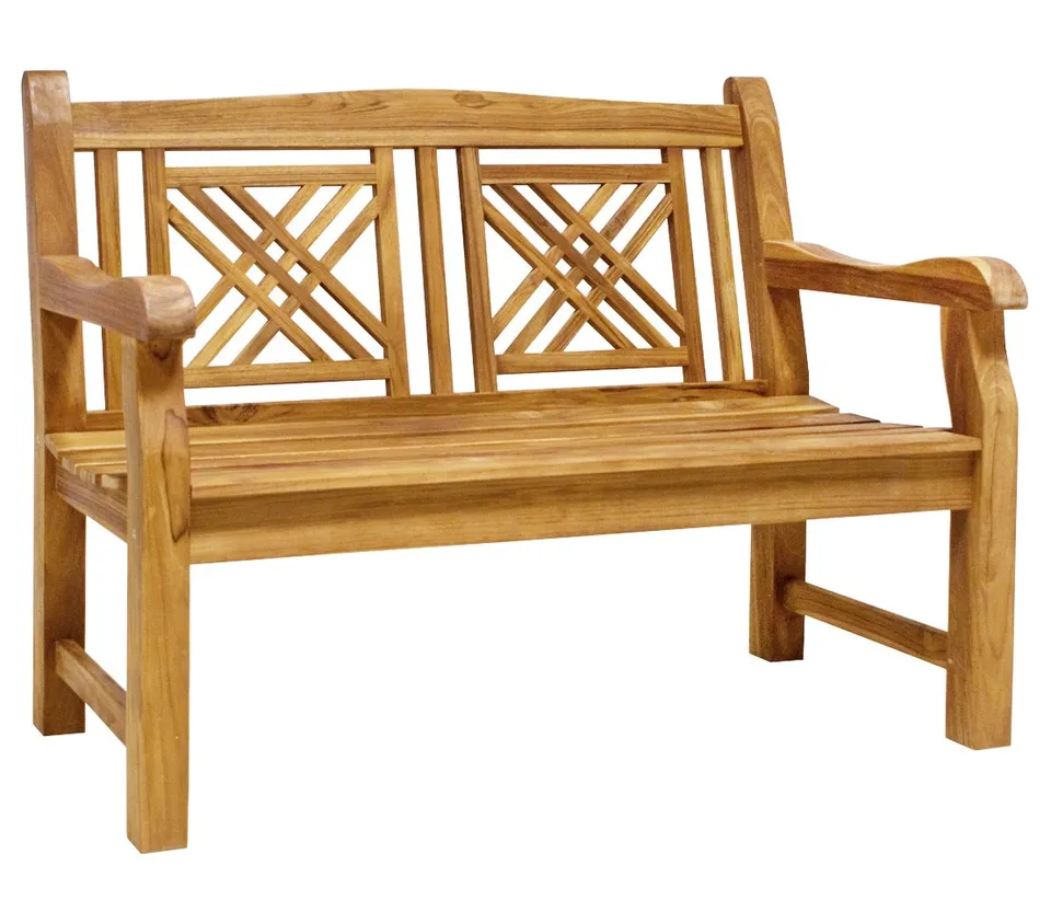 dehner-korfu-gartenbank-2-sitzer-teakholz-natur-120-cm image 1