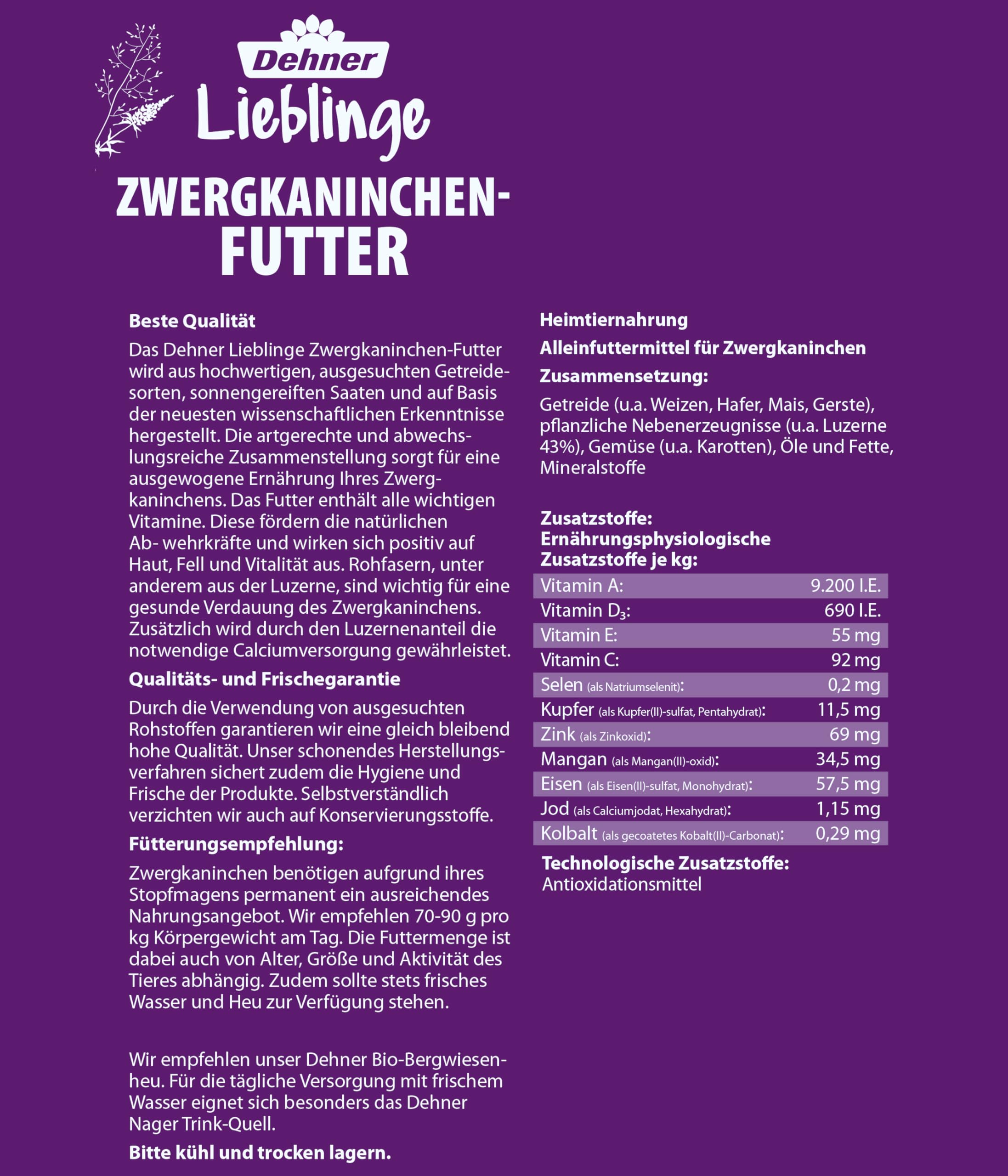 dehner-lieblinge-zwergkaninchen-futter-nagerfutter-10-kg-rohfaserreich image 2
