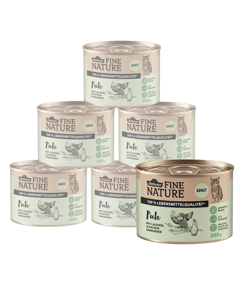 dehner-fine-nature-adult-nassfutter-pute-6x200-g-getreidefrei image 1