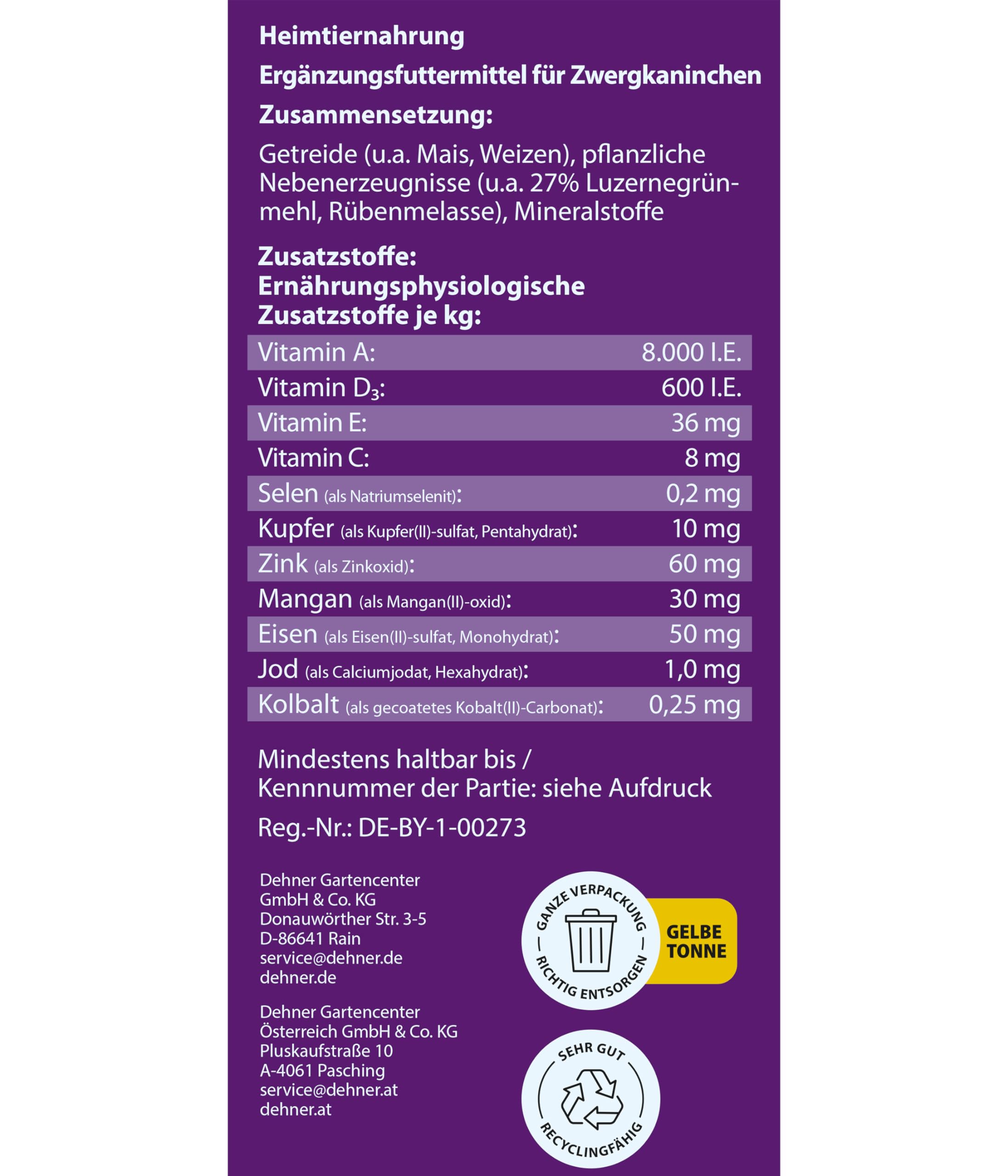 dehner-lieblinge-zwergkaninchenfutter-pellets-10-kg-zuckerfrei image 3