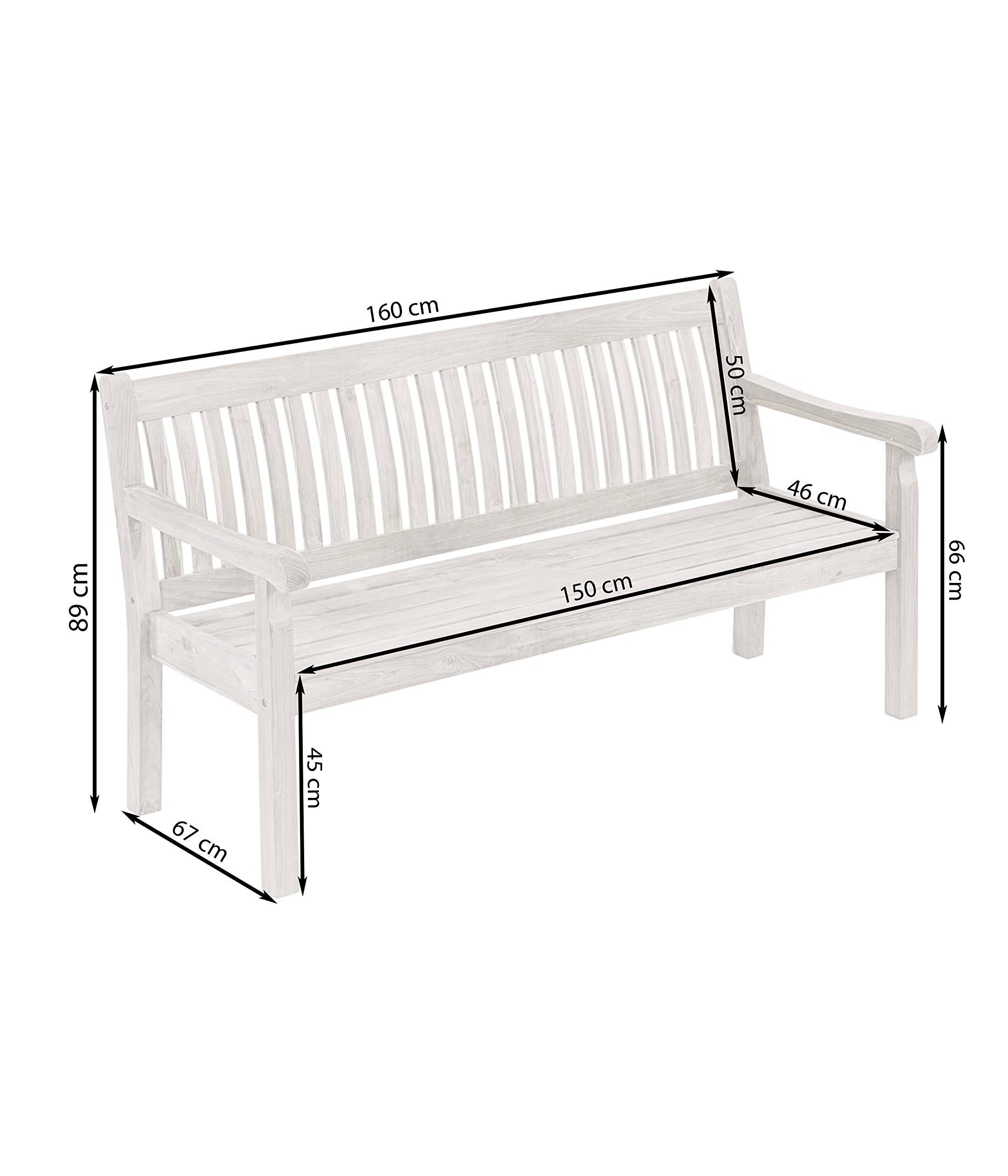 dehner-havanna-gartenbank-3-sitzer-teak-fsc-160-cm image 3