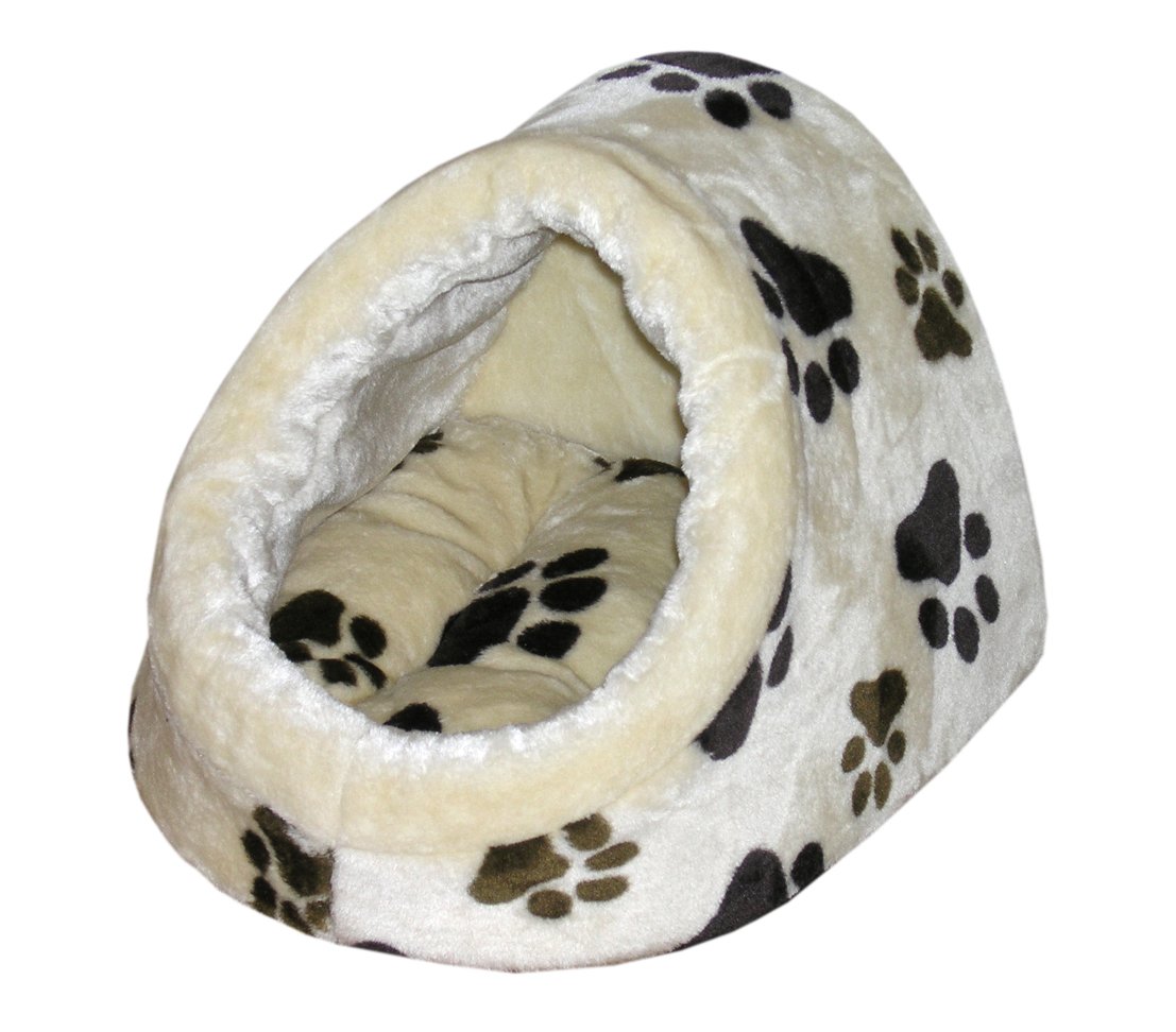 dehner-pfote-katzen-kuschelh-hle-pl-sch-beige-braun-40x34-cm image 1